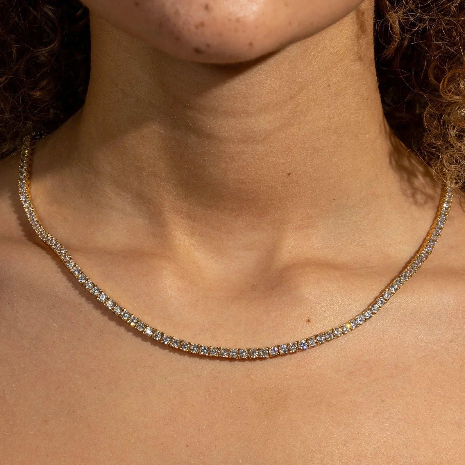 3MM MOISSANITE TENNIS NECKLACE - GOLD - D COLOR - VVS1