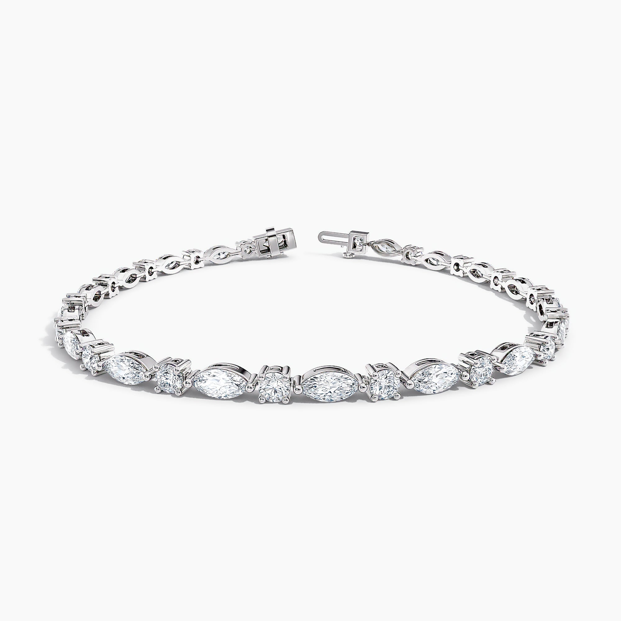 MARQUISE & BRILLIANT CUT TENNIS BRACELET - WHITE GOLD