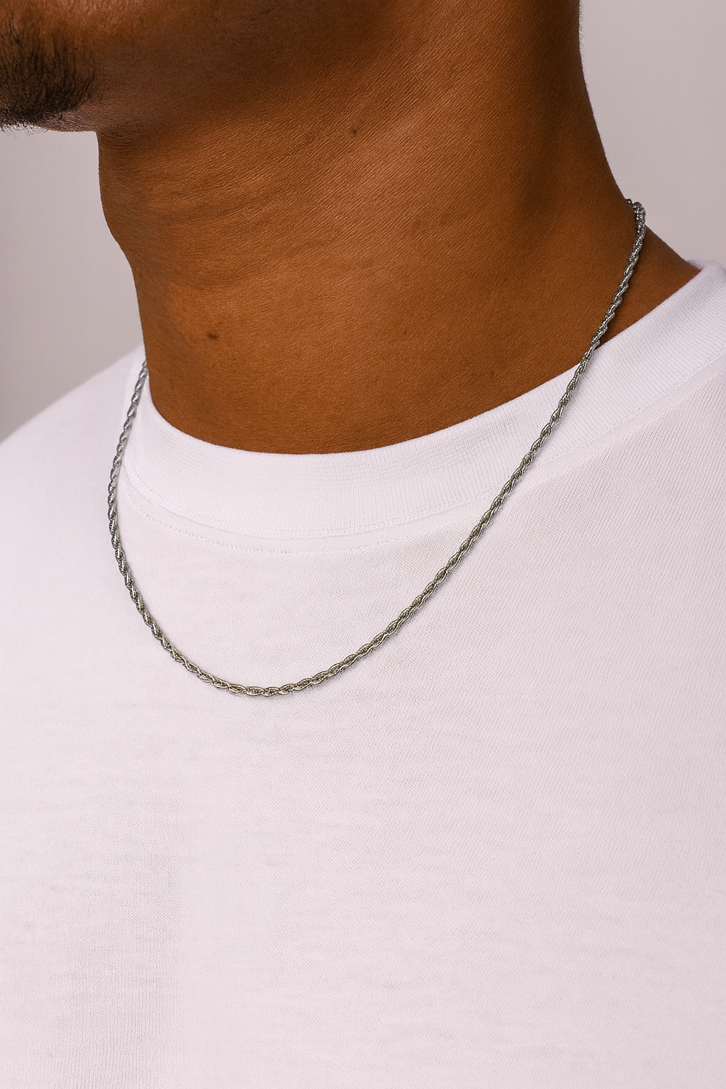 CLEAN ROPE NECKLACE - 3MM WHITE GOLD