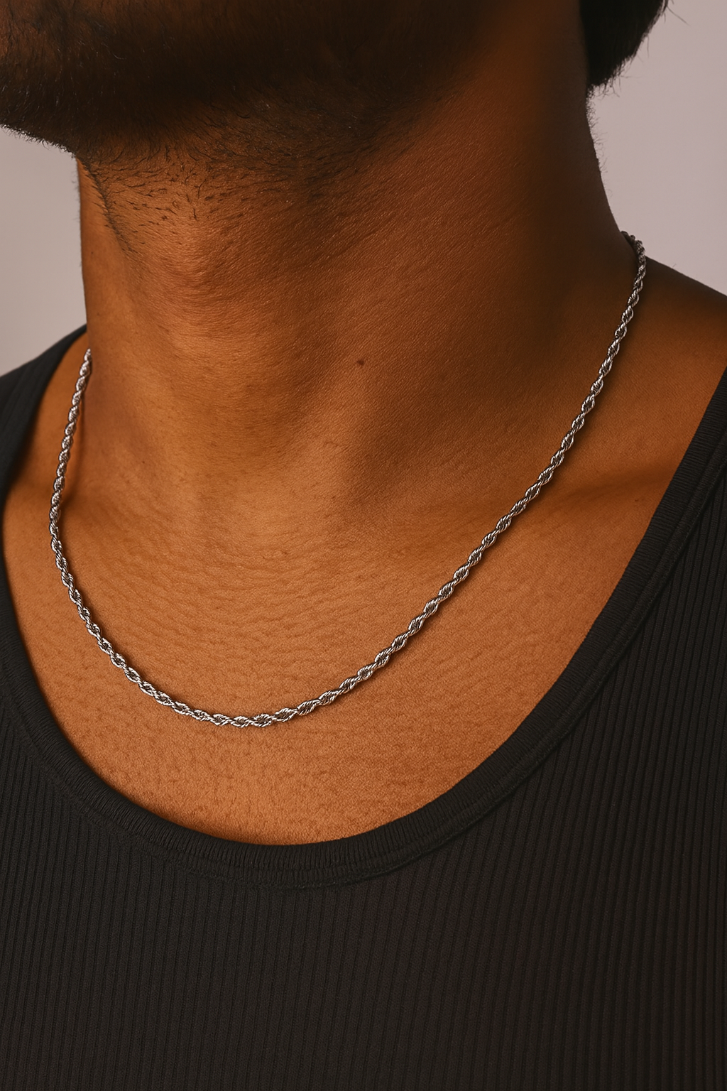 CLEAN ROPE NECKLACE - 3MM WHITE GOLD