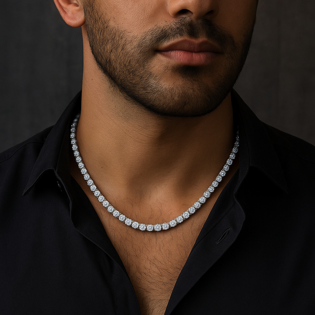 MOISSANITE TENNIS NECKLACE - 5MM WHITE GOLD