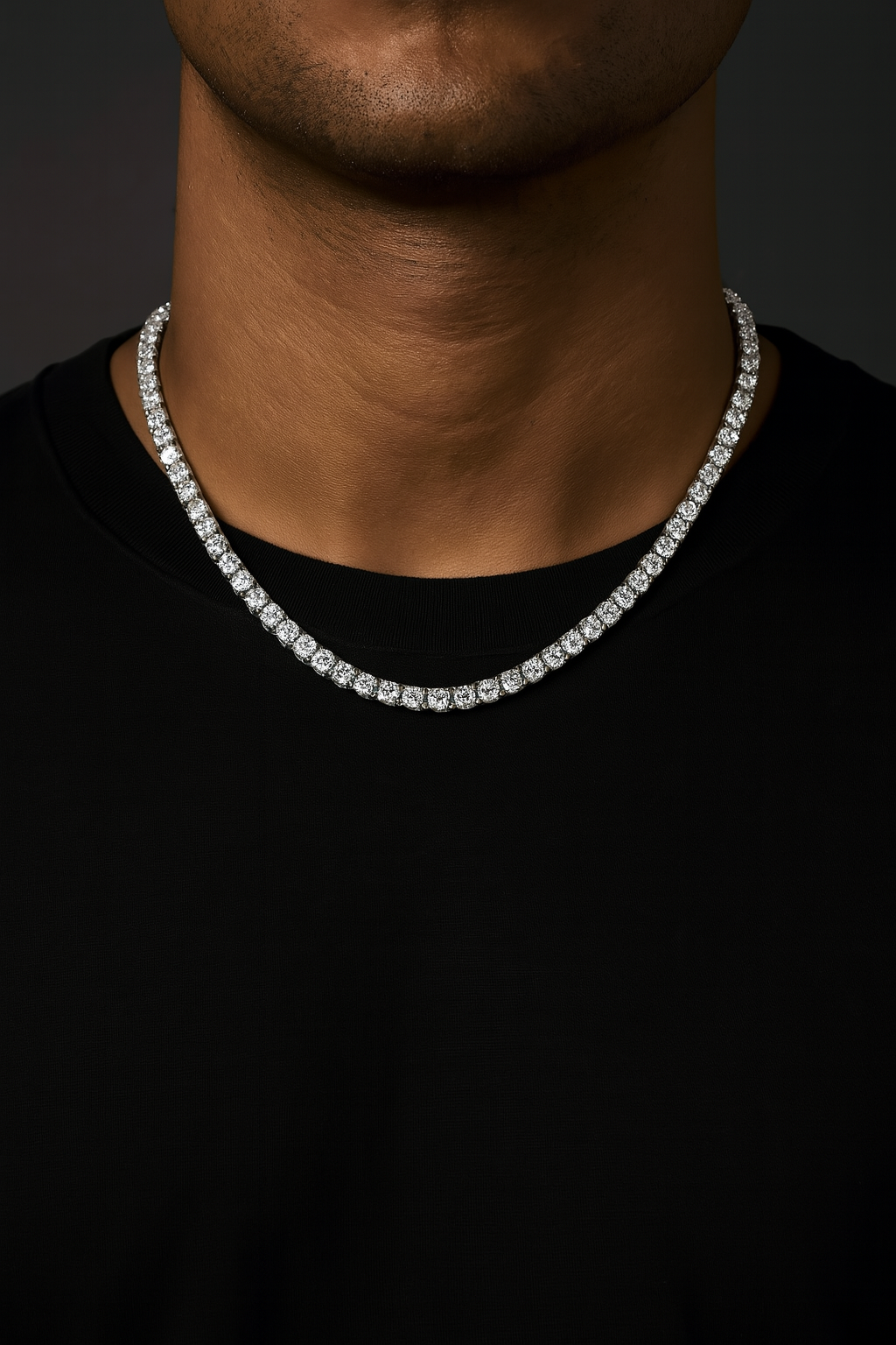 MOISSANITE TENNIS NECKLACE - 5MM WHITE GOLD