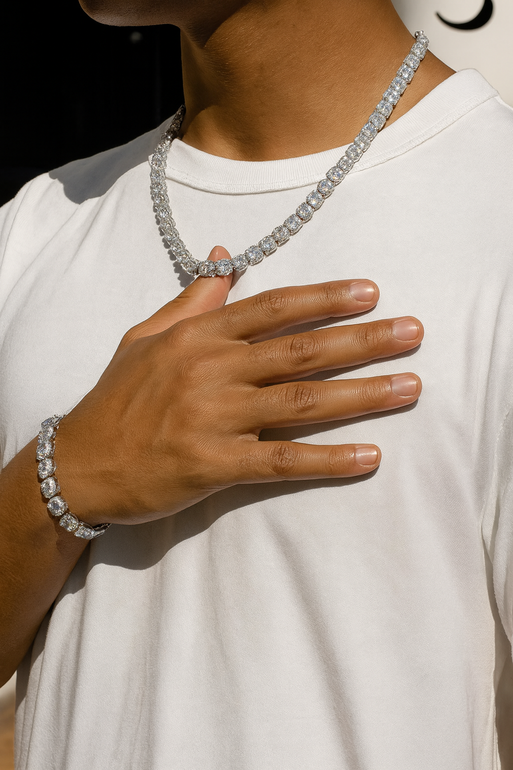 10MM CLUSTERED TENNIS CHAIN & BRACELET SET