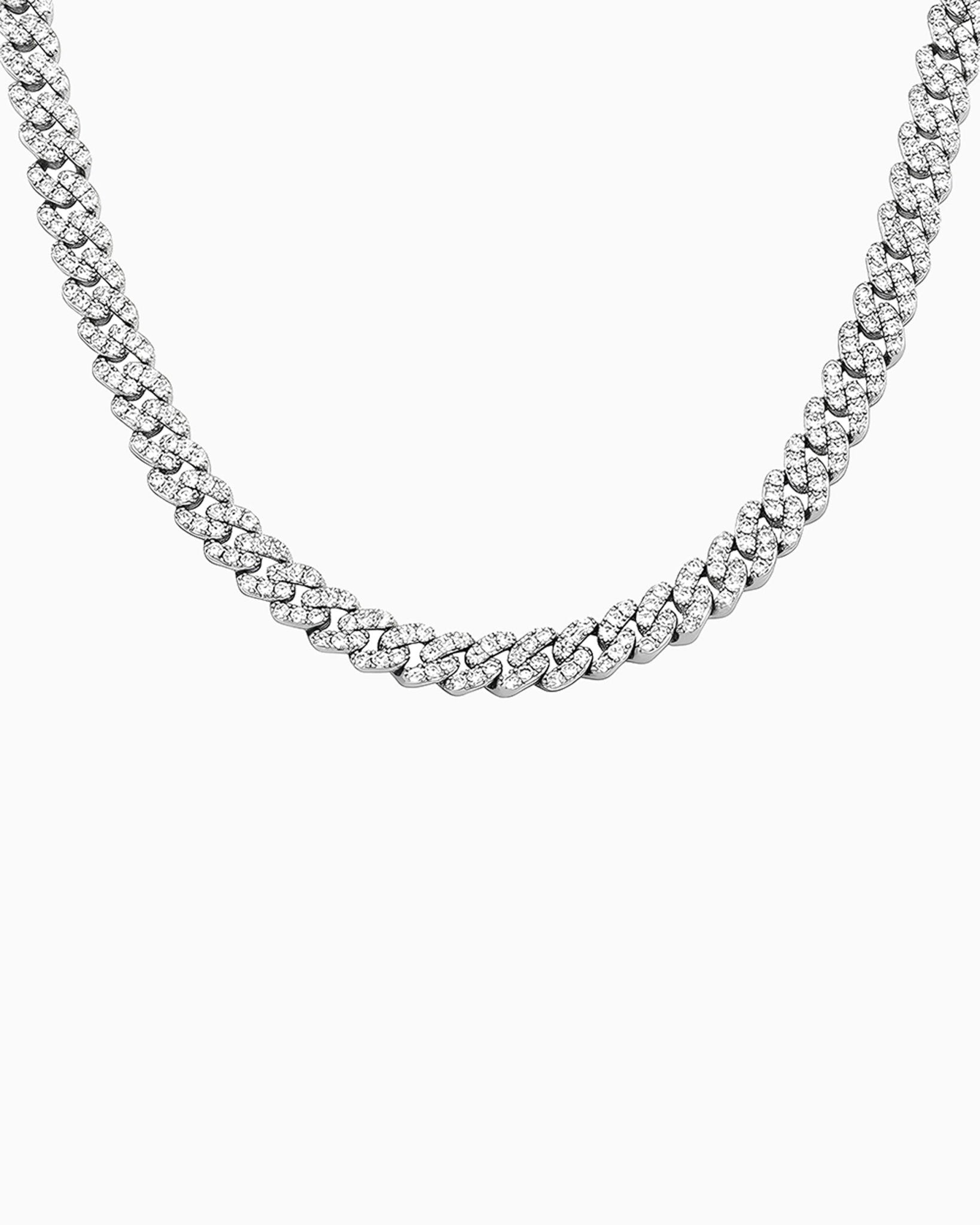 ICY CUBANA NECKLACE - 8MM WHITE GOLD