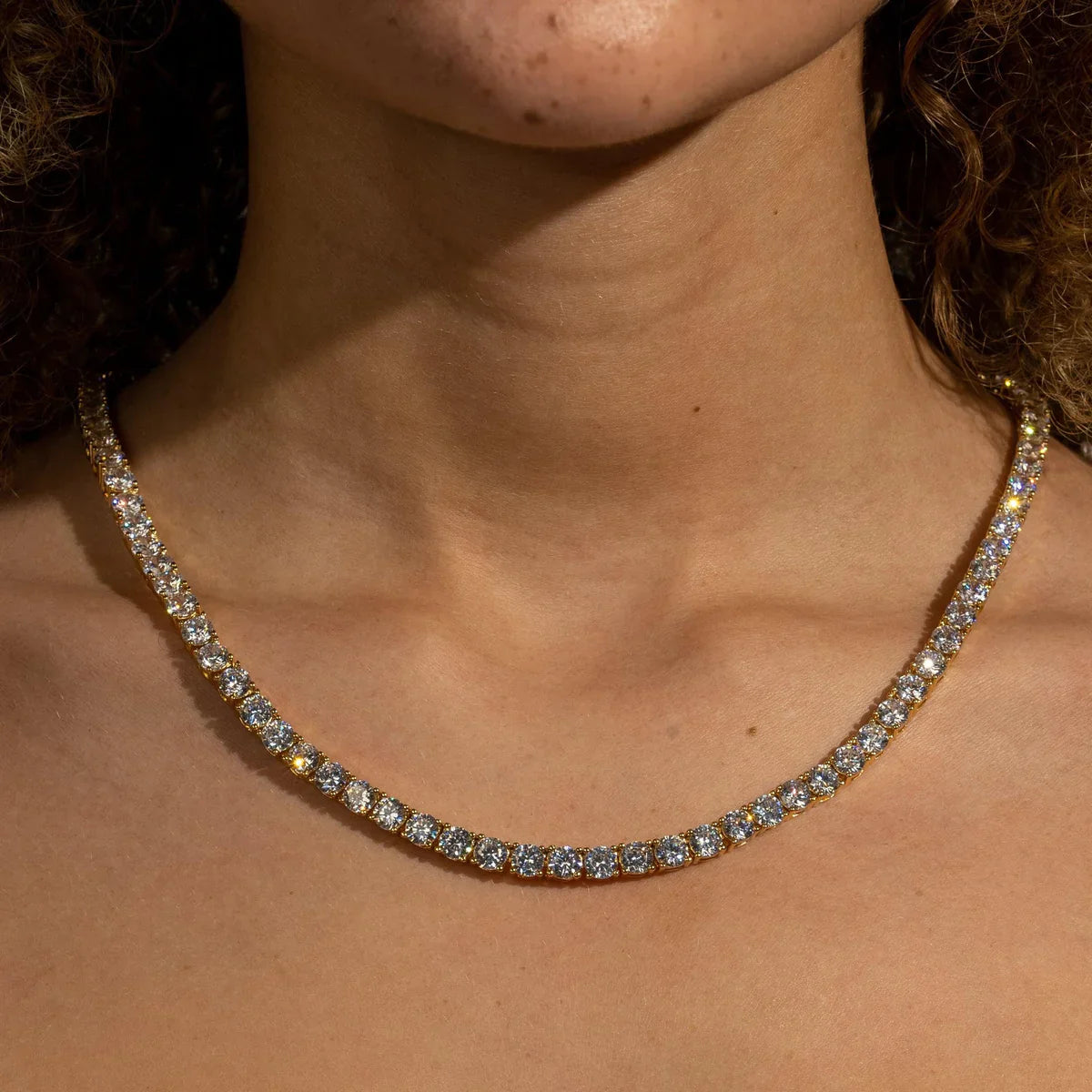 5MM MOISSANITE TENNIS NECKLACE - GOLD - D COLOR - VVS1