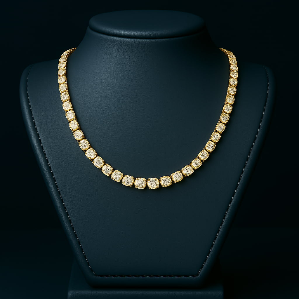 4MM MOISSANITE TENNIS NECKLACE - GOLD - D COLOR - VVS1