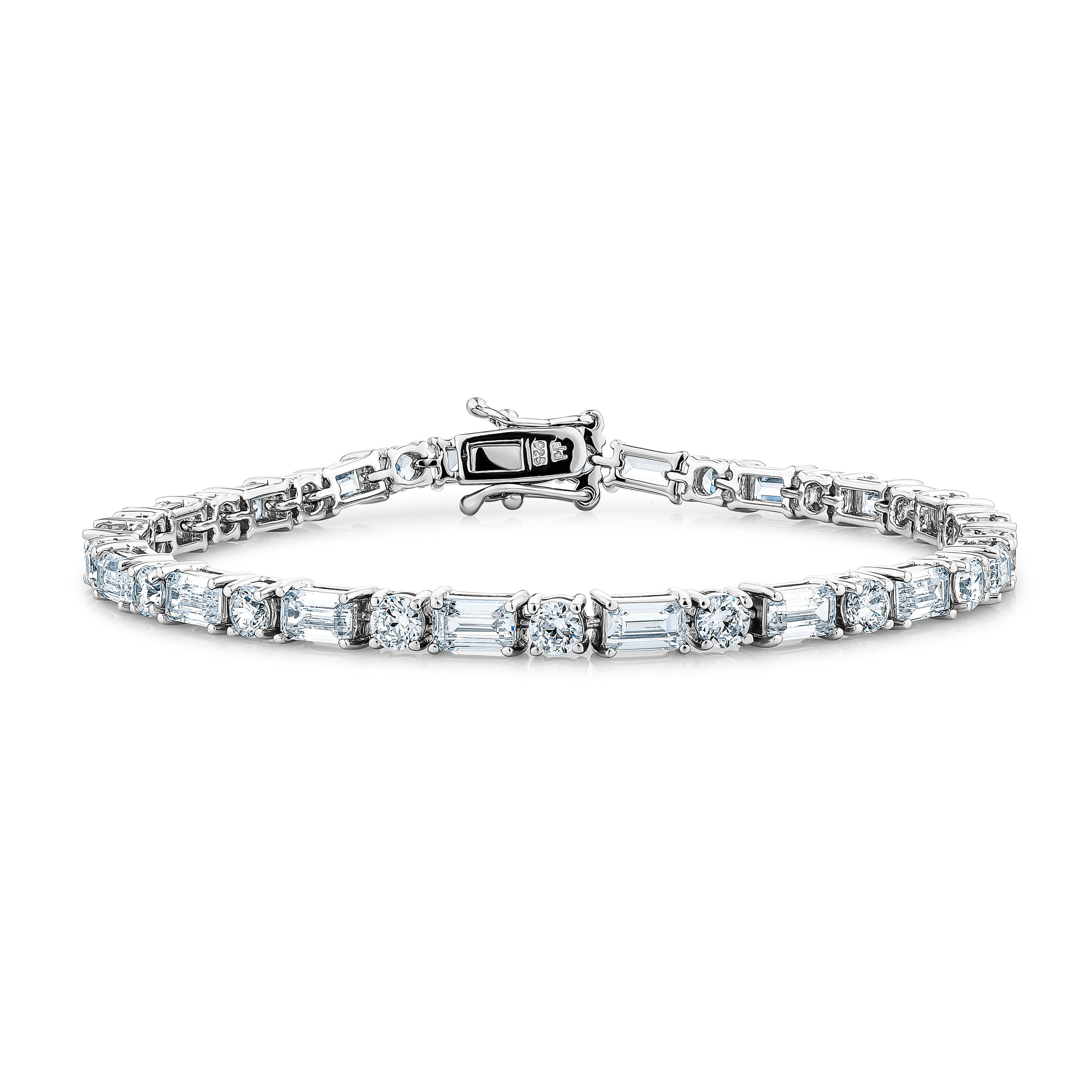 BAGUETTE AND BRILLIANT CUT TENNIS BRACELET