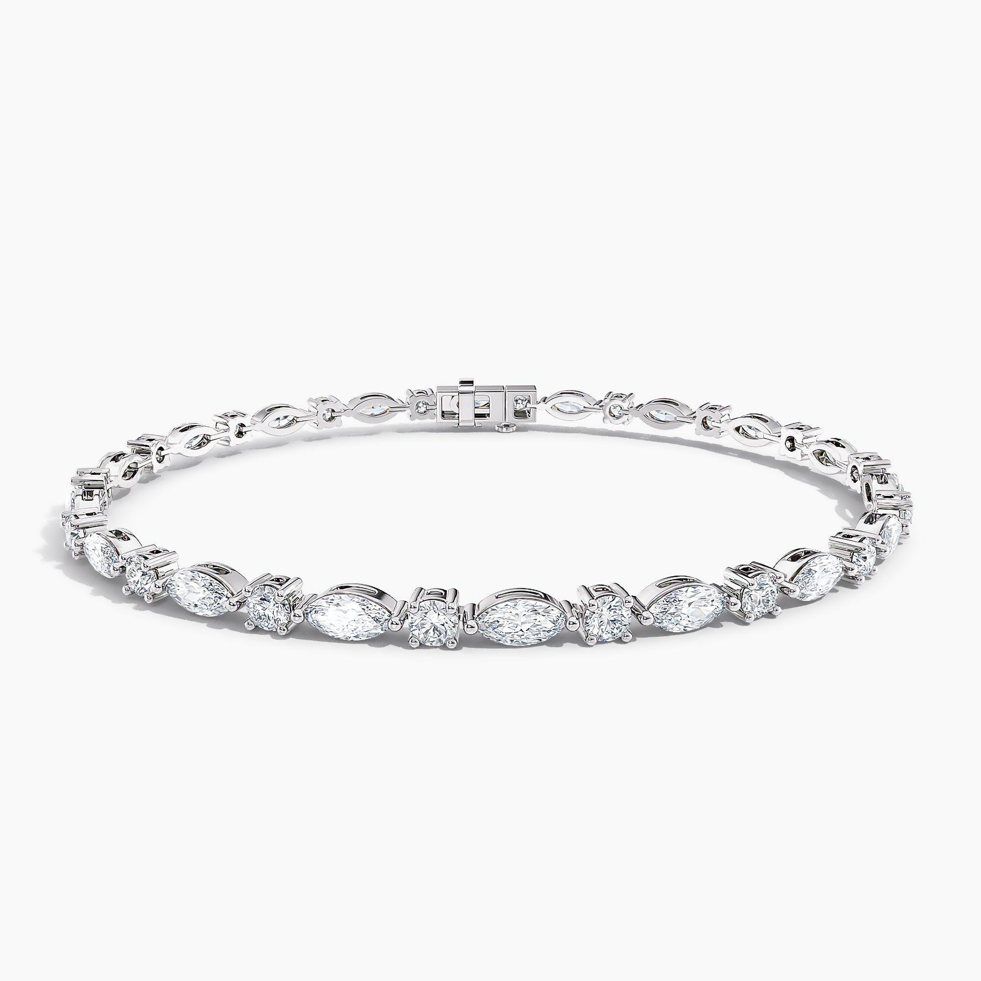 MARQUISE & BRILLIANT CUT TENNIS BRACELET - WHITE GOLD