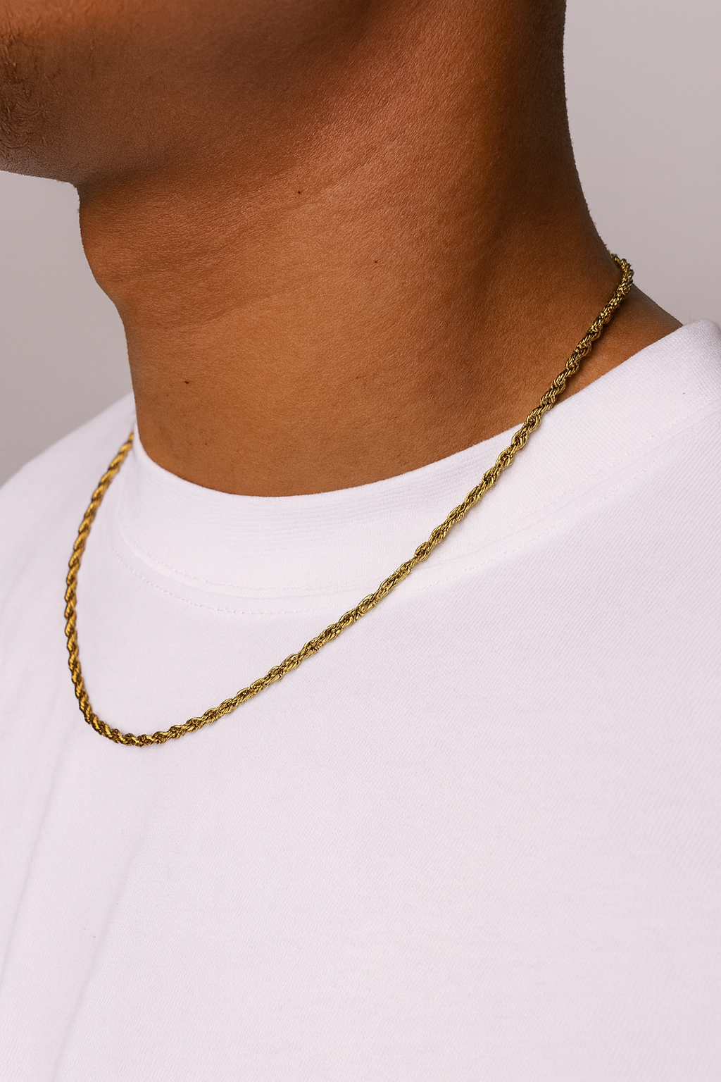 CLEAN ROPE NECKLACE. - 3MM 18K GOLD