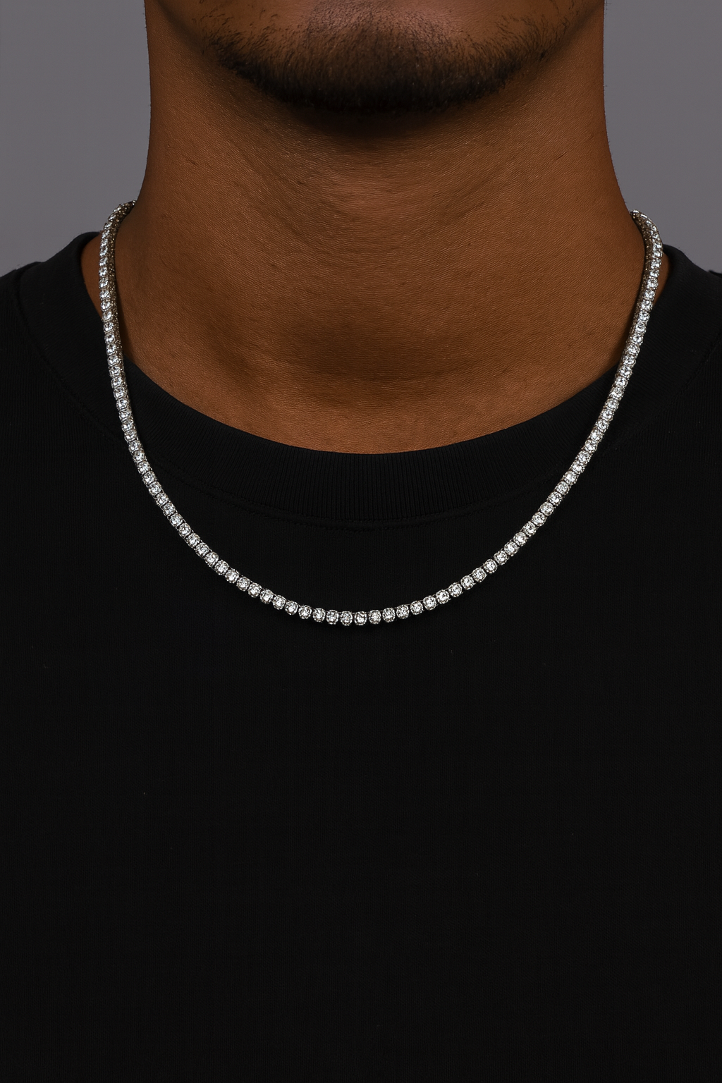 MOISSANITE TENNIS NECKLACE - 3MM WHITE GOLD