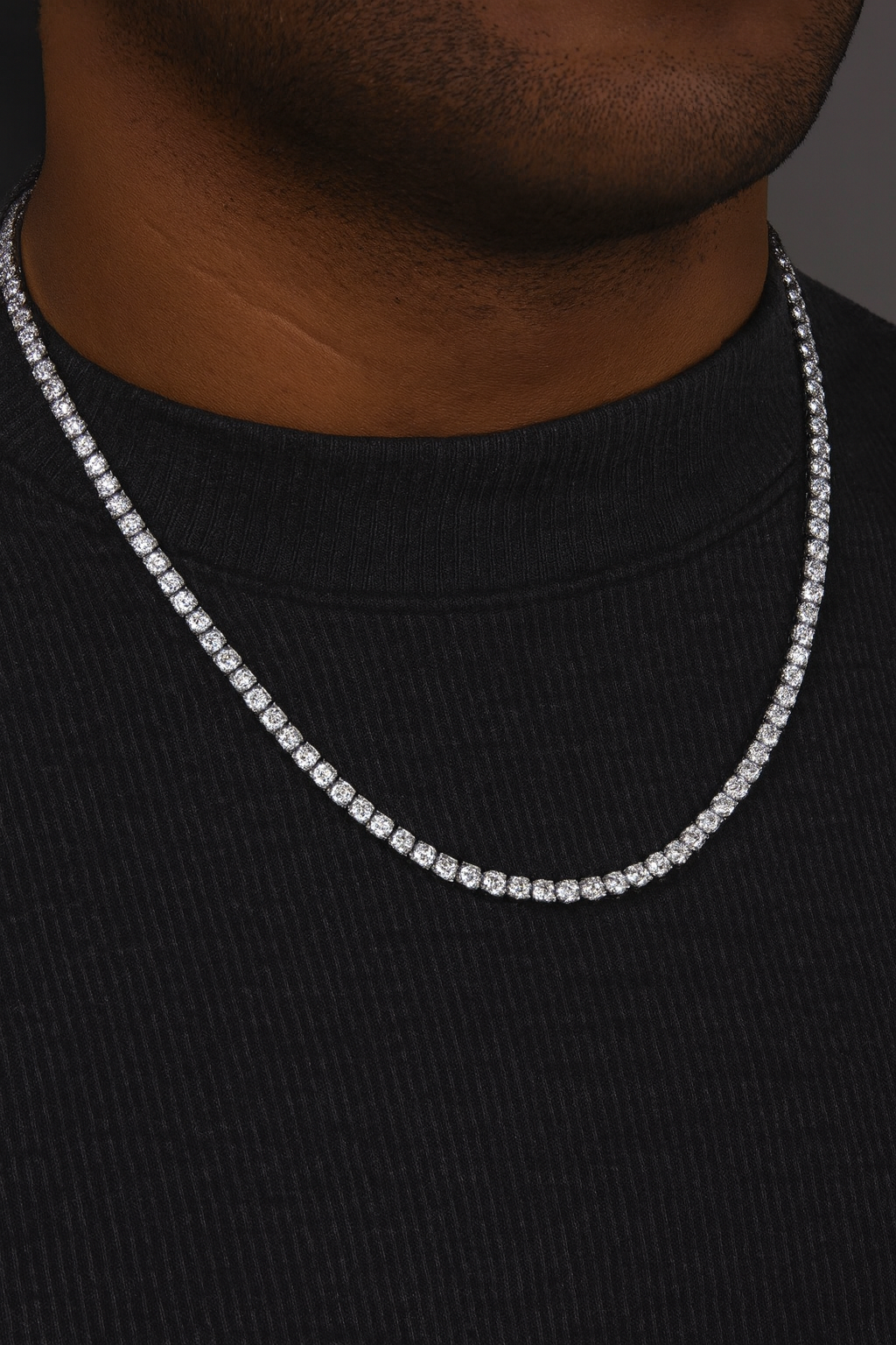 MOISSANITE TENNIS NECKLACE - 4MM WHITE GOLD