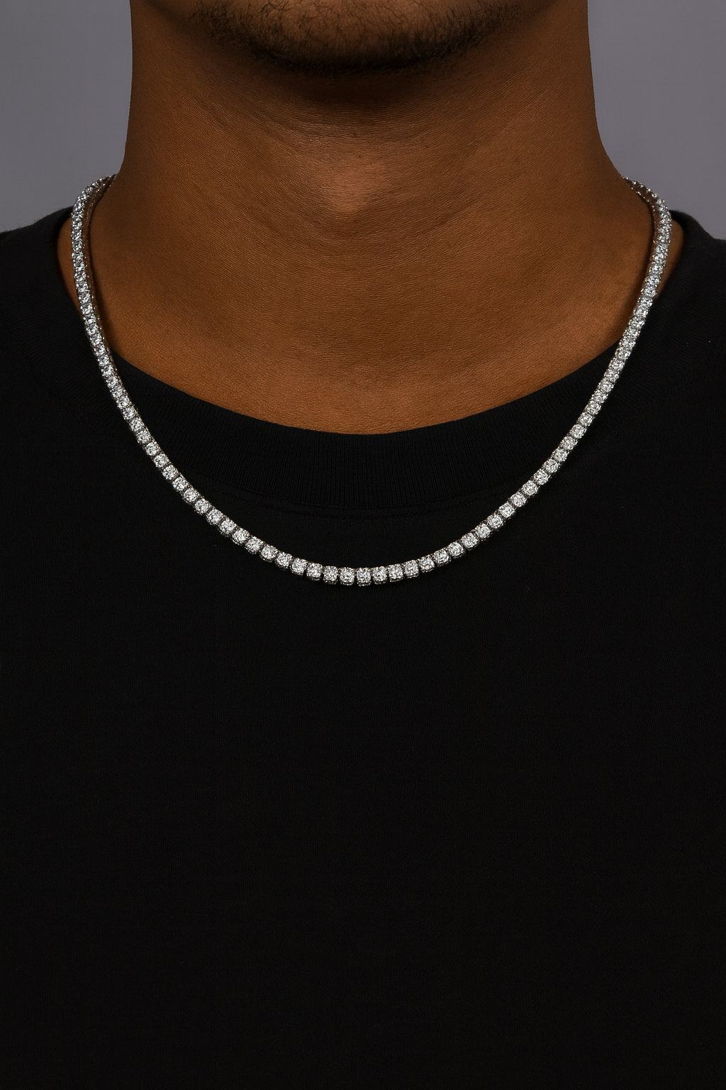 MOISSANITE TENNIS NECKLACE - 4MM WHITE GOLD