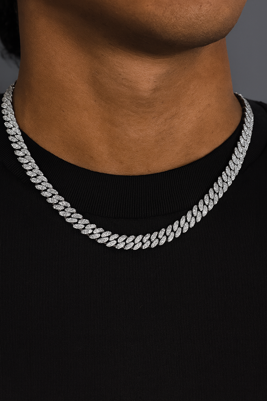 MOISSANITE CUBAN NECKLACE - 8MM WHITE GOLD