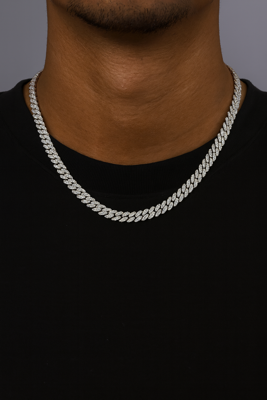 MOISSANITE CUBAN NECKLACE - 8MM WHITE GOLD