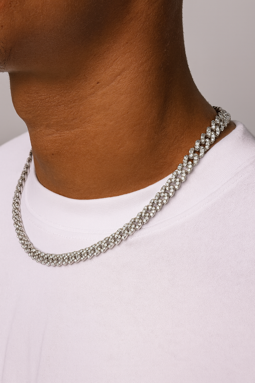 ICY CUBANA NECKLACE - 8MM WHITE GOLD
