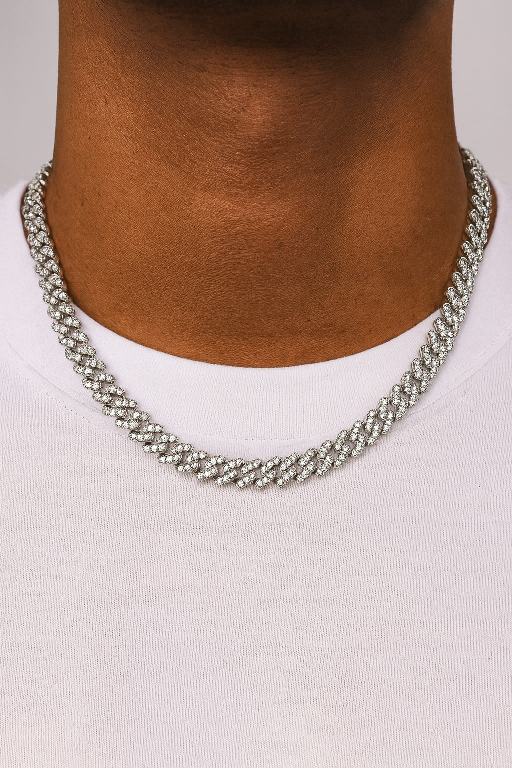 ICY CUBANA NECKLACE - 8MM WHITE GOLD
