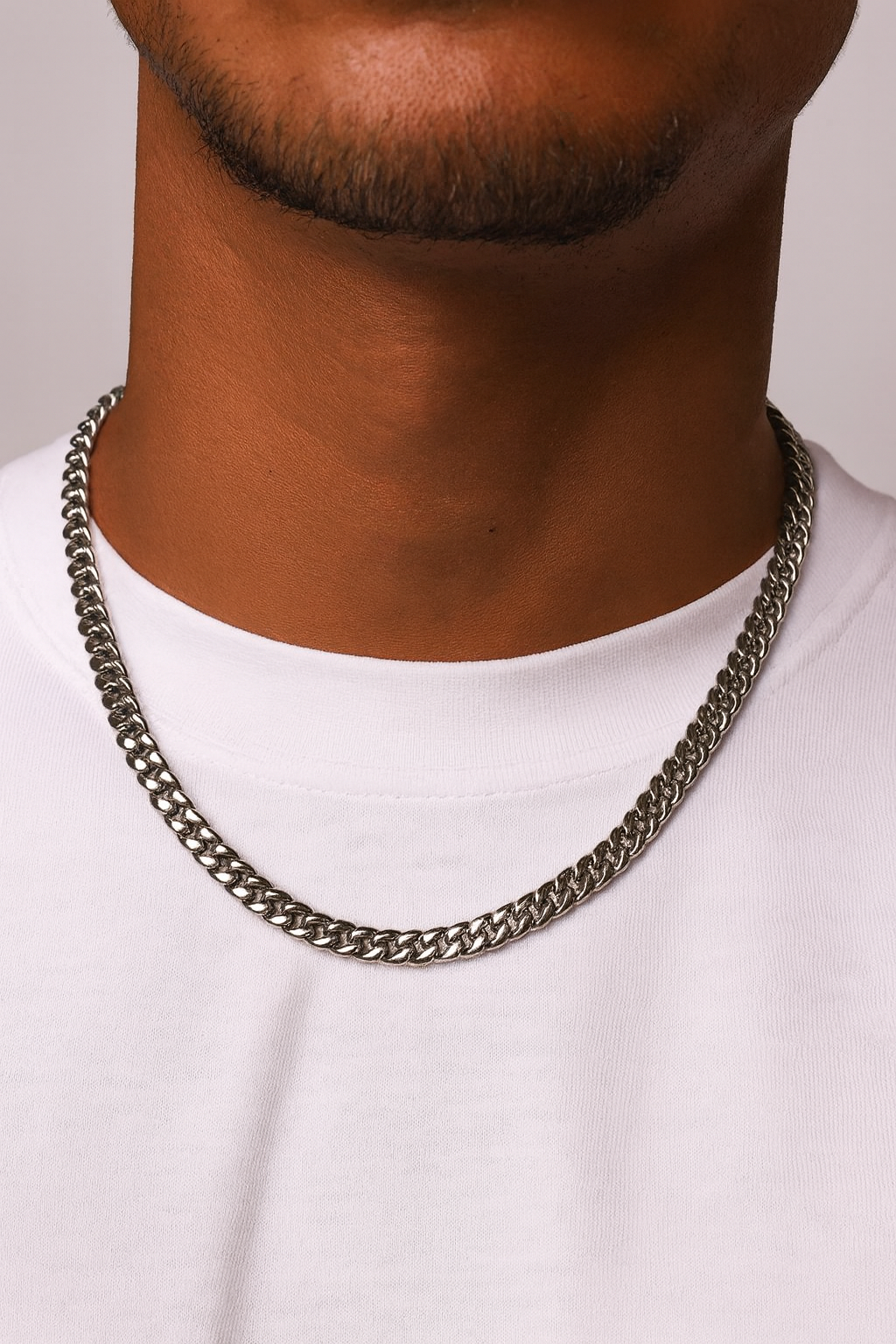 CLEAN CUBANA NECKLACE - 6MM WHITE GOLD