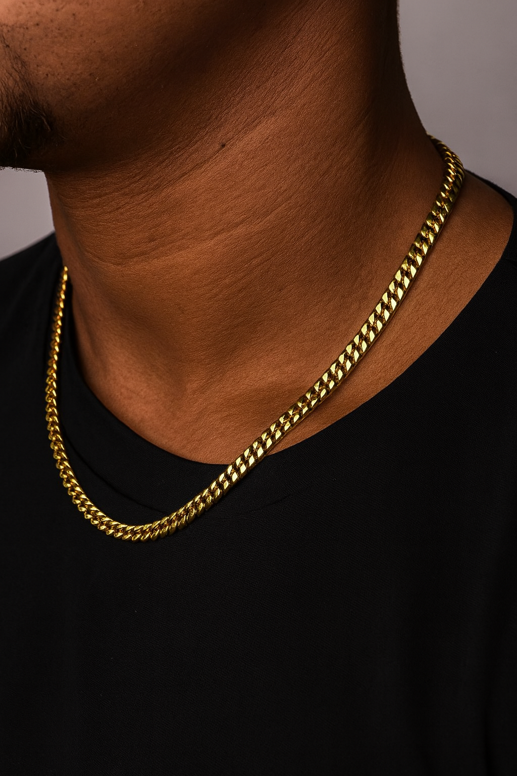 CLEAN CUBANA NECKLACE - 4MM 18K GOLD