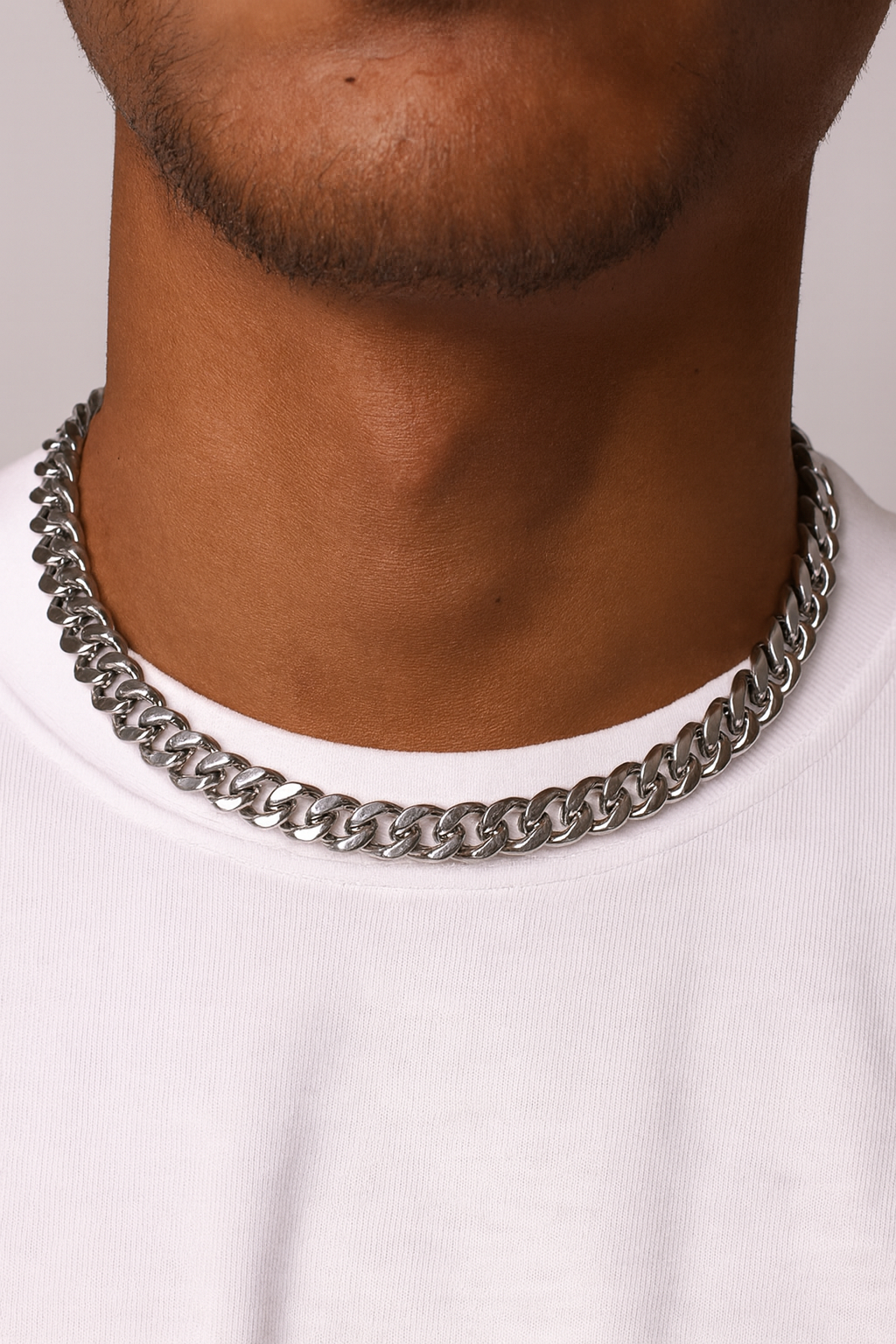 CLEAN CUBANA NECKLACE - 12MM WHITE GOLD
