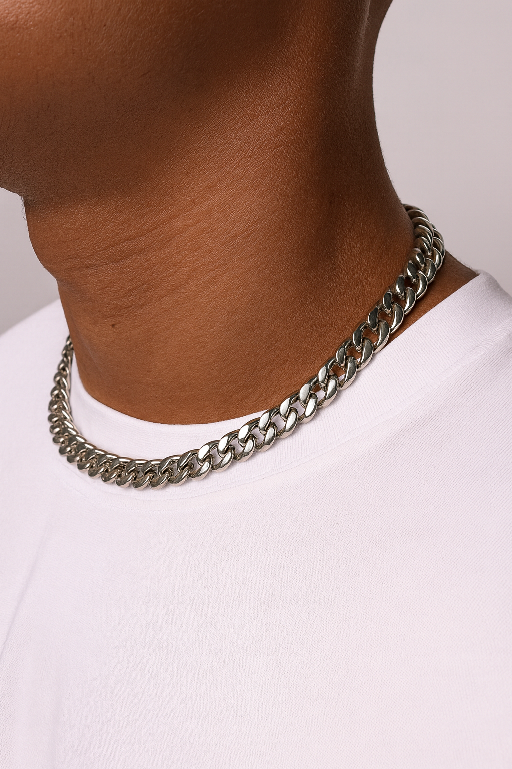 CLEAN CUBANA NECKLACE - 12MM WHITE GOLD
