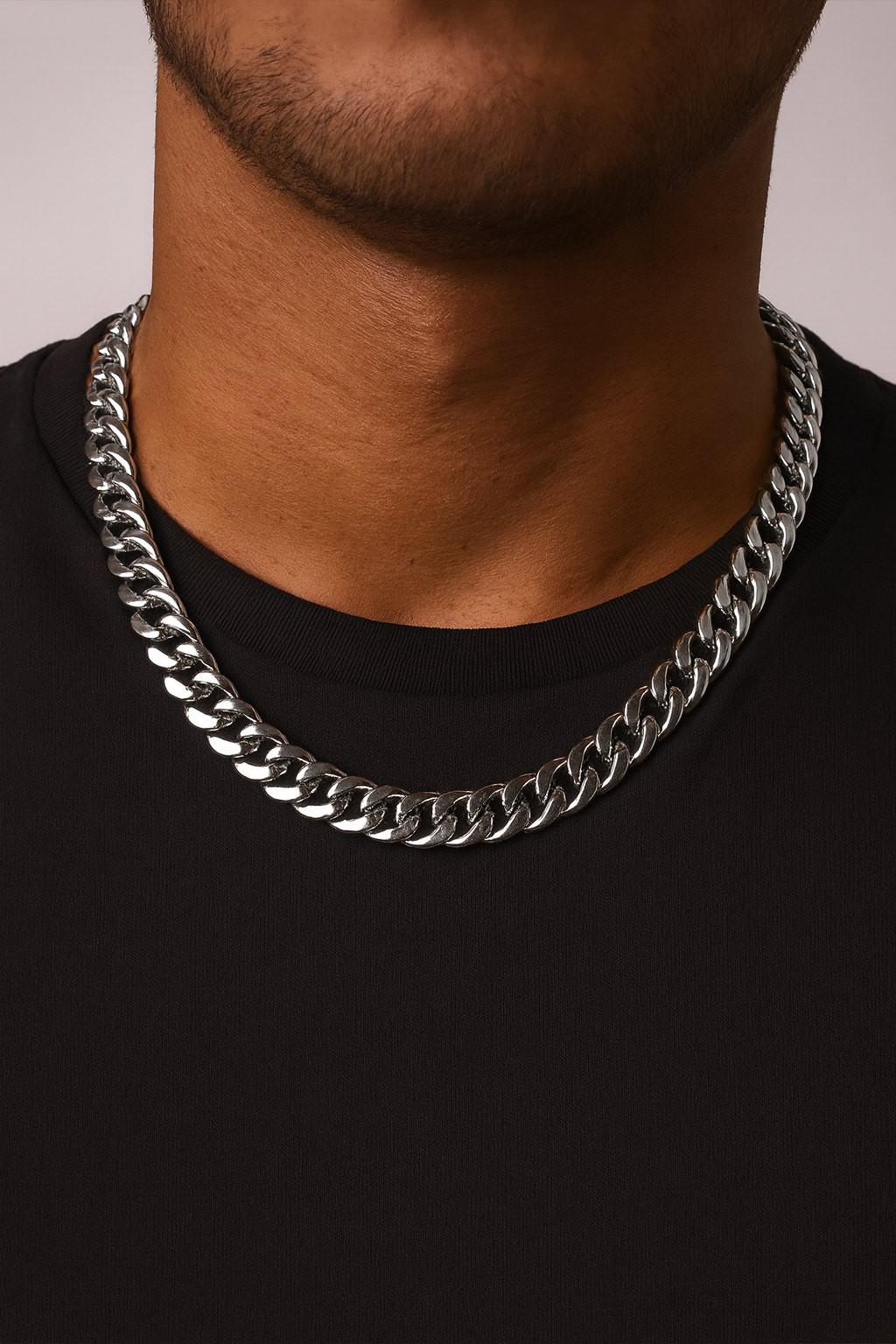 CLEAN CUBANA NECKLACE - 12MM WHITE GOLD