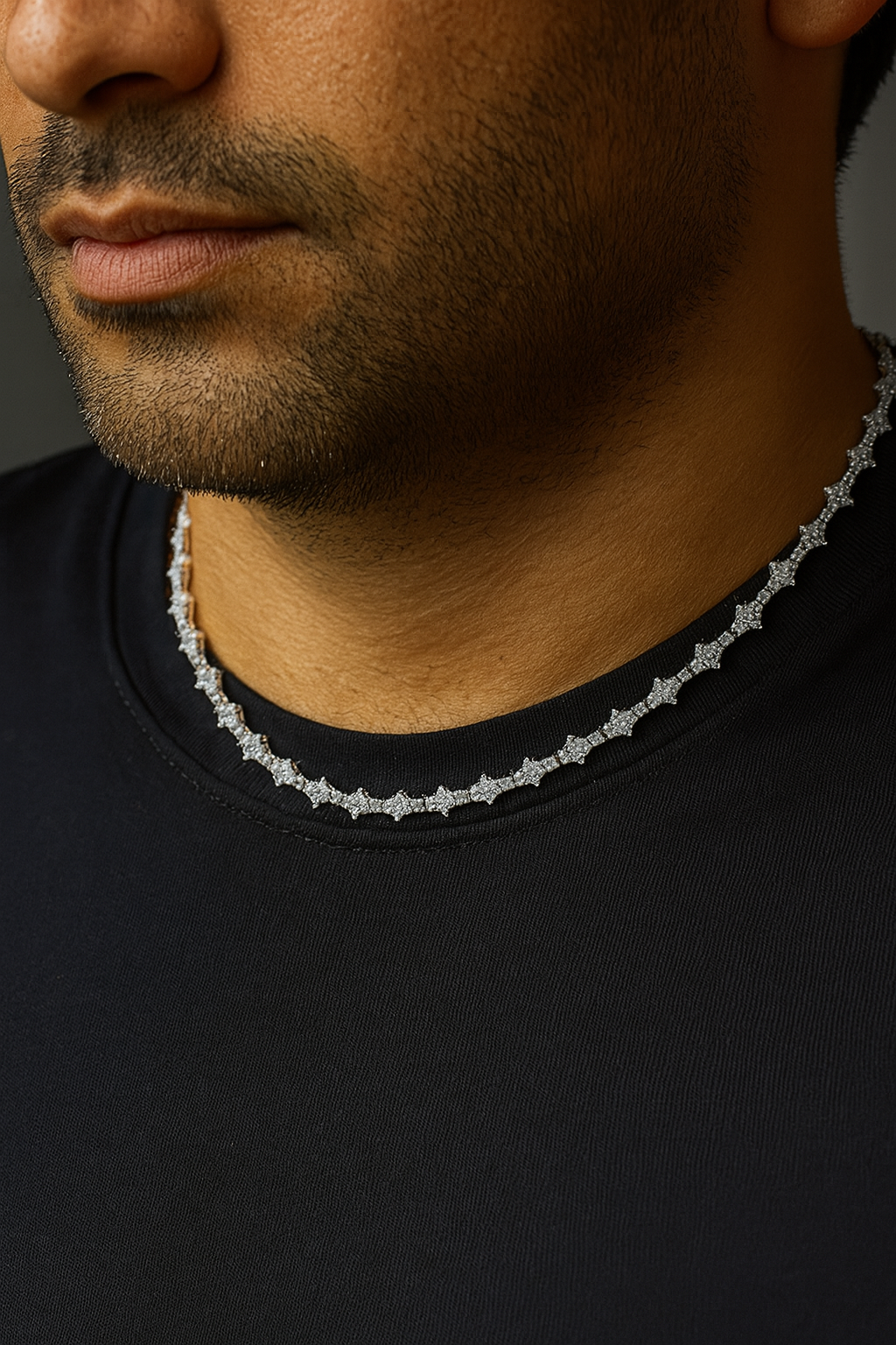 HONEYCOMB NECKLACE - WHITE GOLD