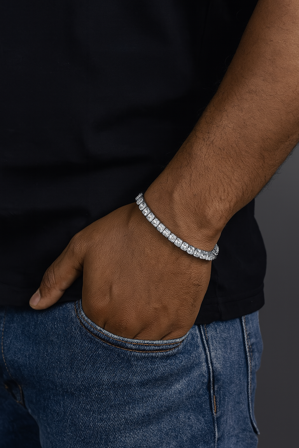 MOISSANITE TENNIS BRACELET - 5MM WHITE GOLD