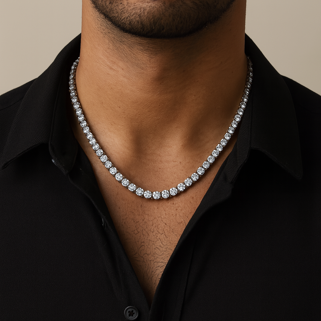 MOISSANITE TENNIS NECKLACE - 5MM WHITE GOLD