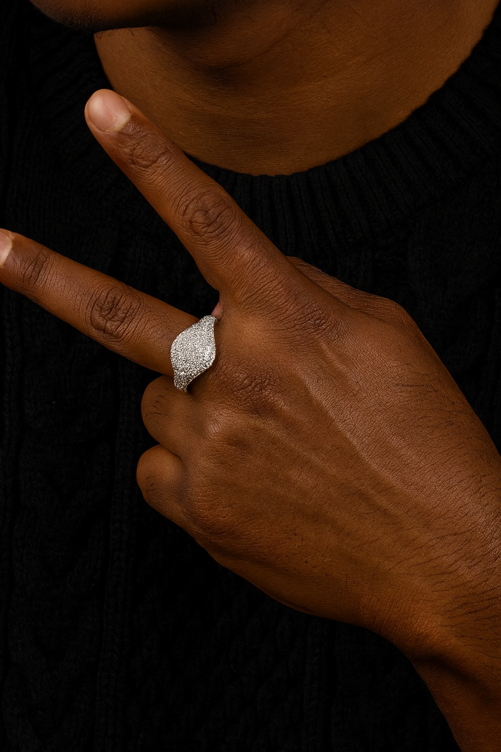 MOISSANITE STATEMENT RING - WHITE GOLD