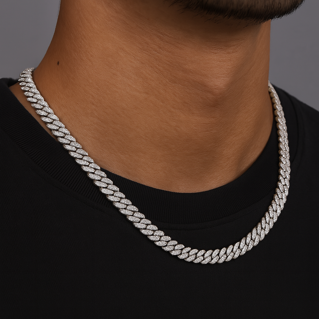 MOISSANITE CUBAN NECKLACE - 6MM WHITE GOLD