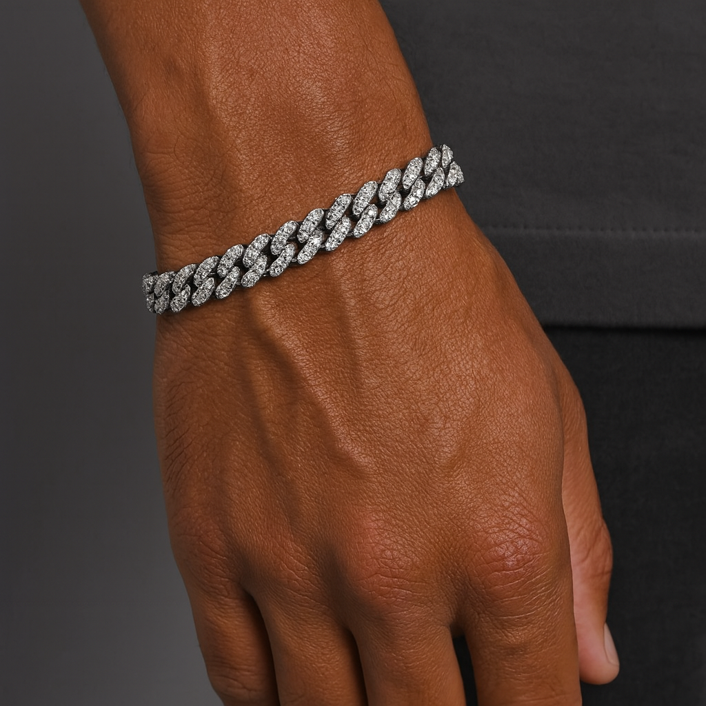 ICY CUBANA BRACELET - WHITE GOLD