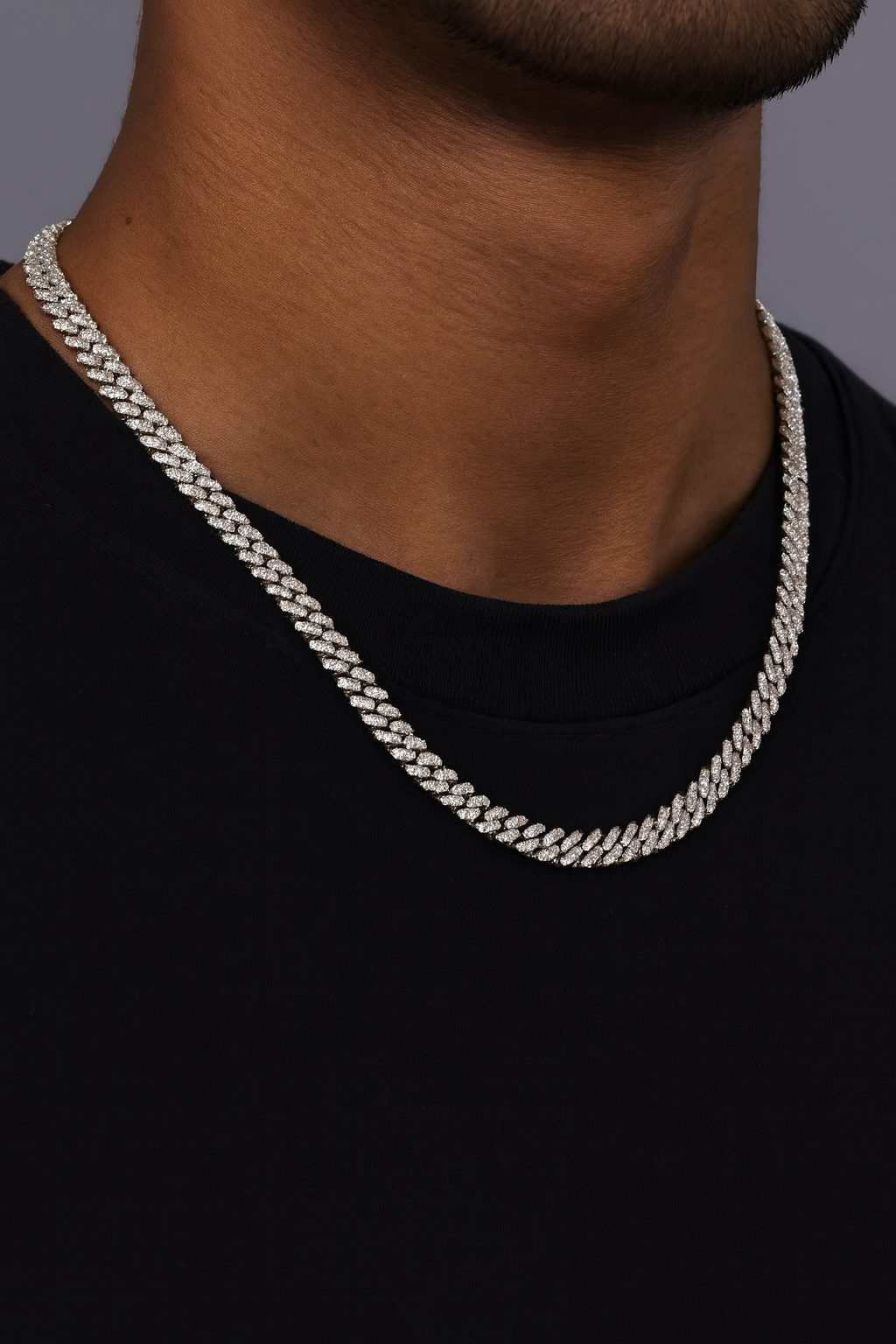 MOISSANITE CUBAN NECKLACE - 6MM WHITE GOLD