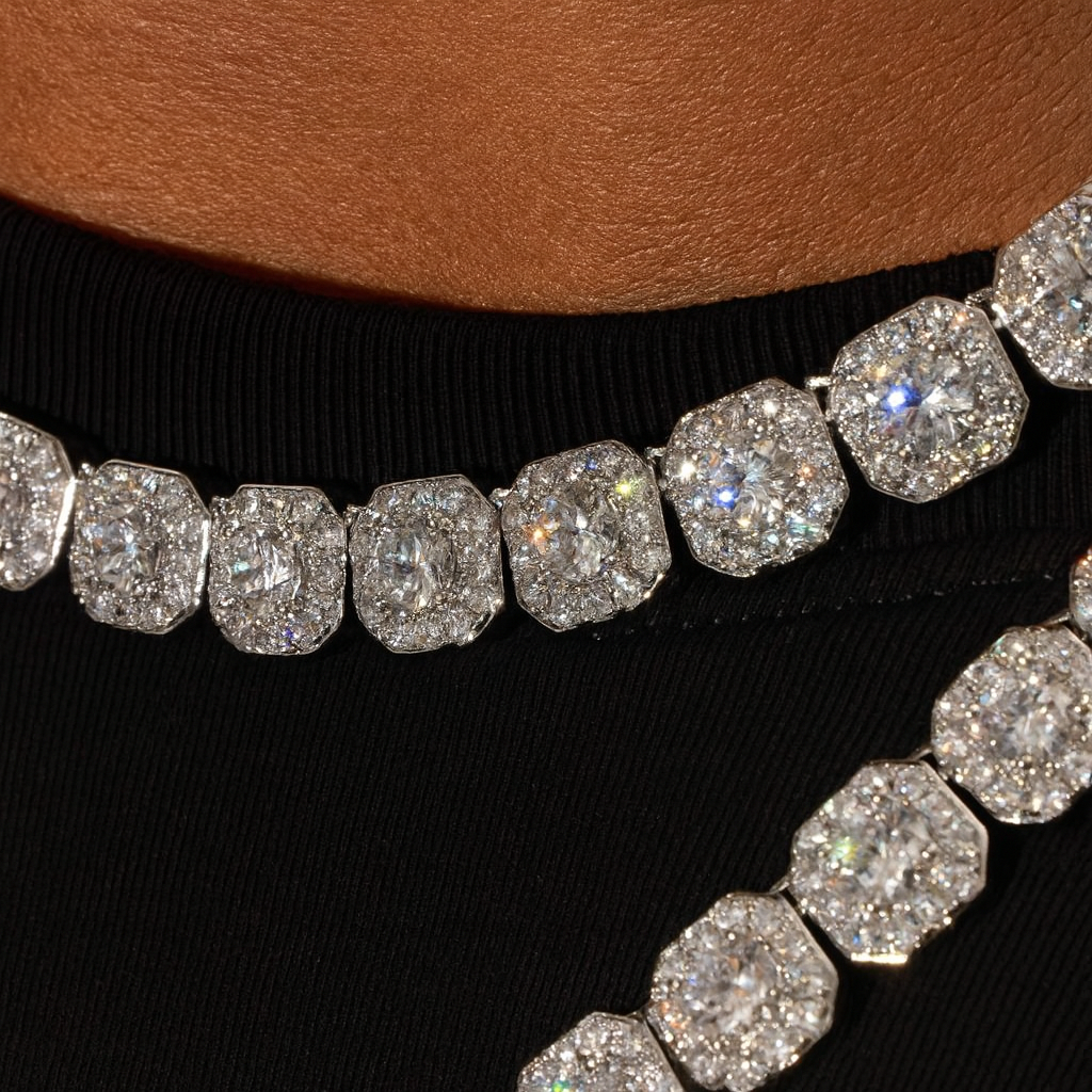 10MM CLUSTERED TENNIS CHAIN & BRACELET SET