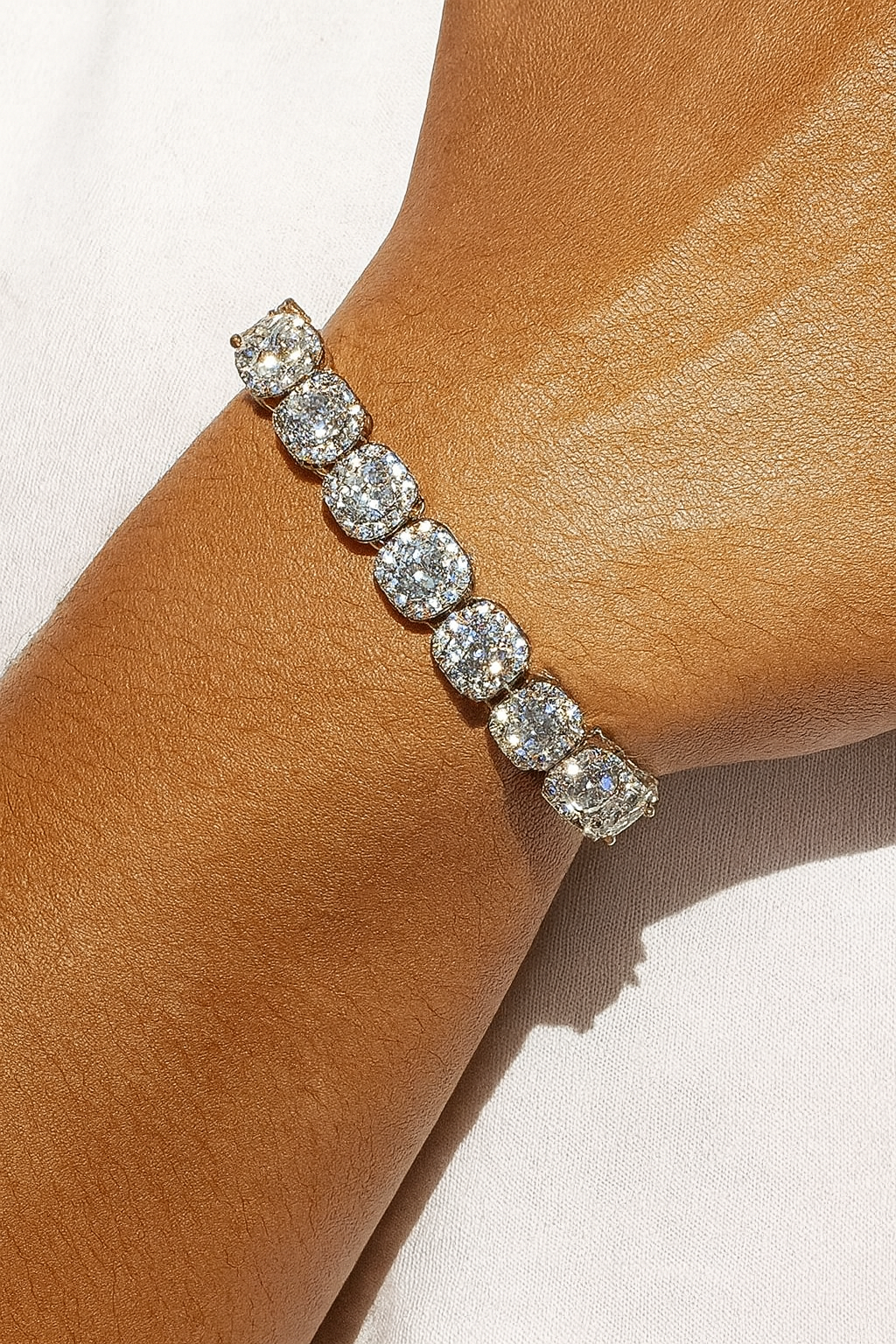 10MM CLUSTERED TENNIS BRACELET - SILVER PLATED