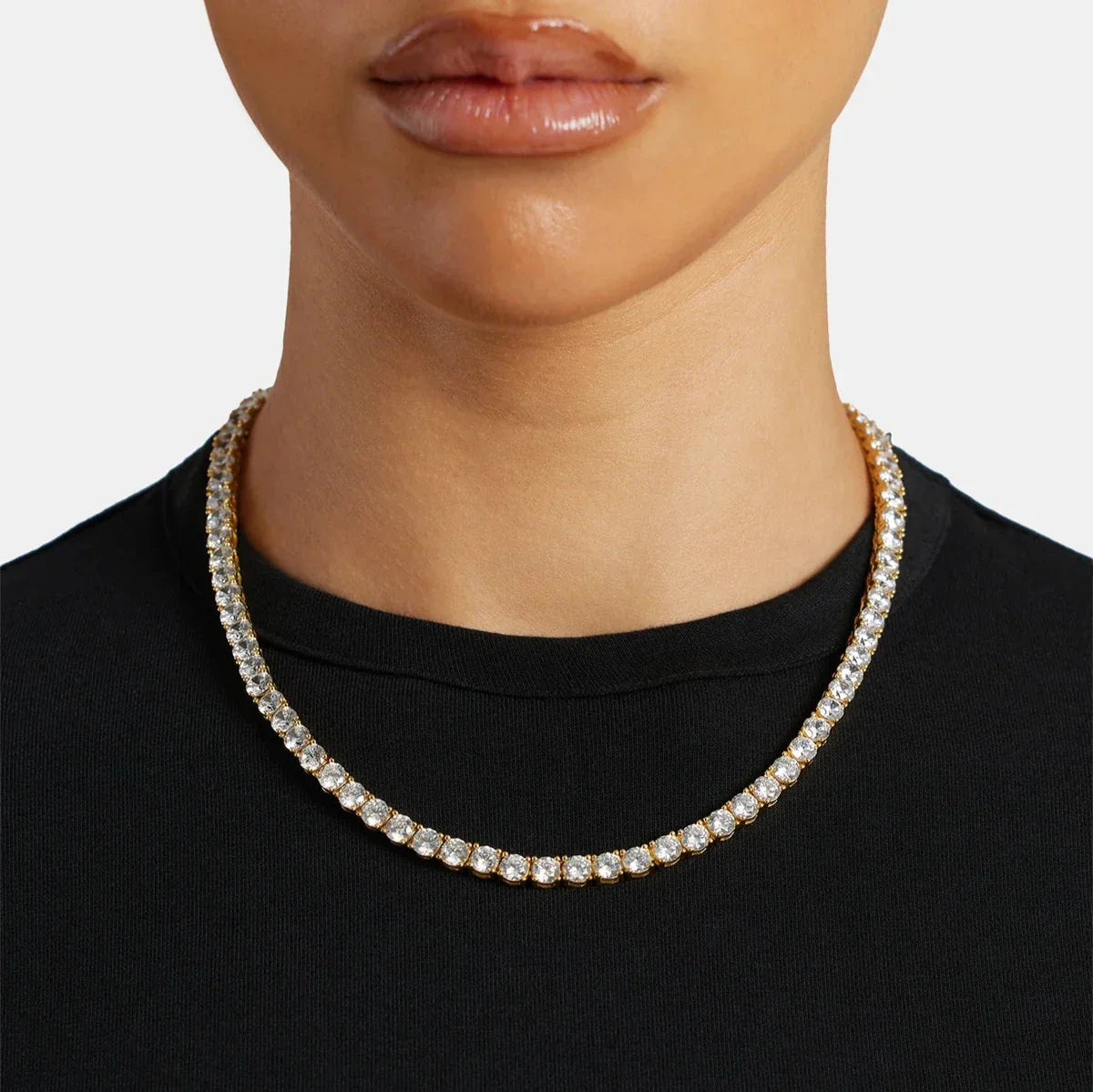 4MM MOISSANITE TENNIS NECKLACE - GOLD - D COLOR - VVS1