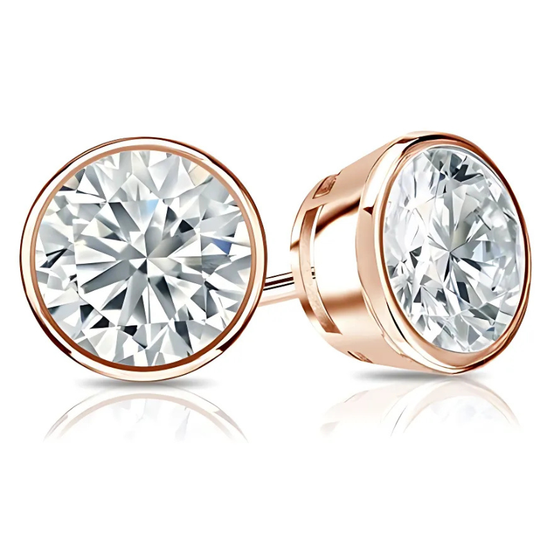 1CT BRILLIANT CUT BEZEL SET EARRINGS