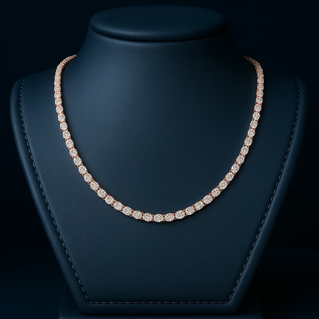 4MM MOISSANITE TENNIS NECKLACE - ROSE GOLD - D COLOUR - VVS1