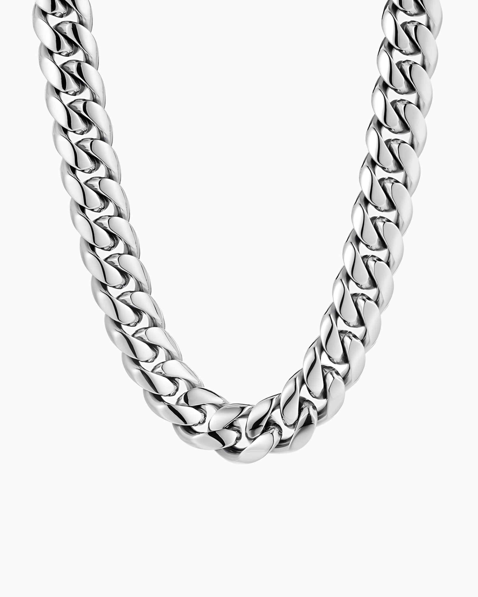 CLEAN CUBANA NECKLACE - 12MM WHITE GOLD