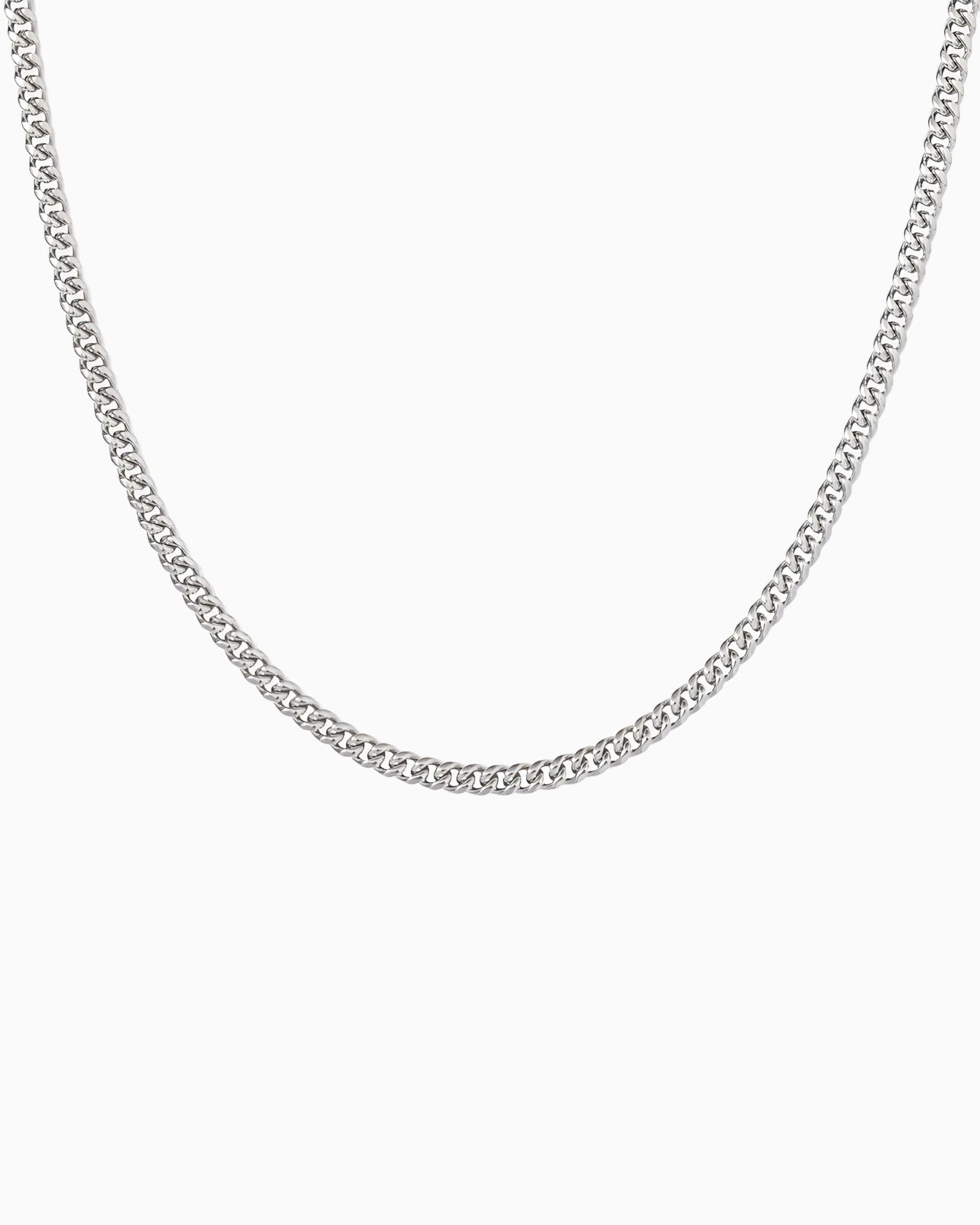 CLEAN CUBANA NECKLACE - 4MM WHITE GOLD