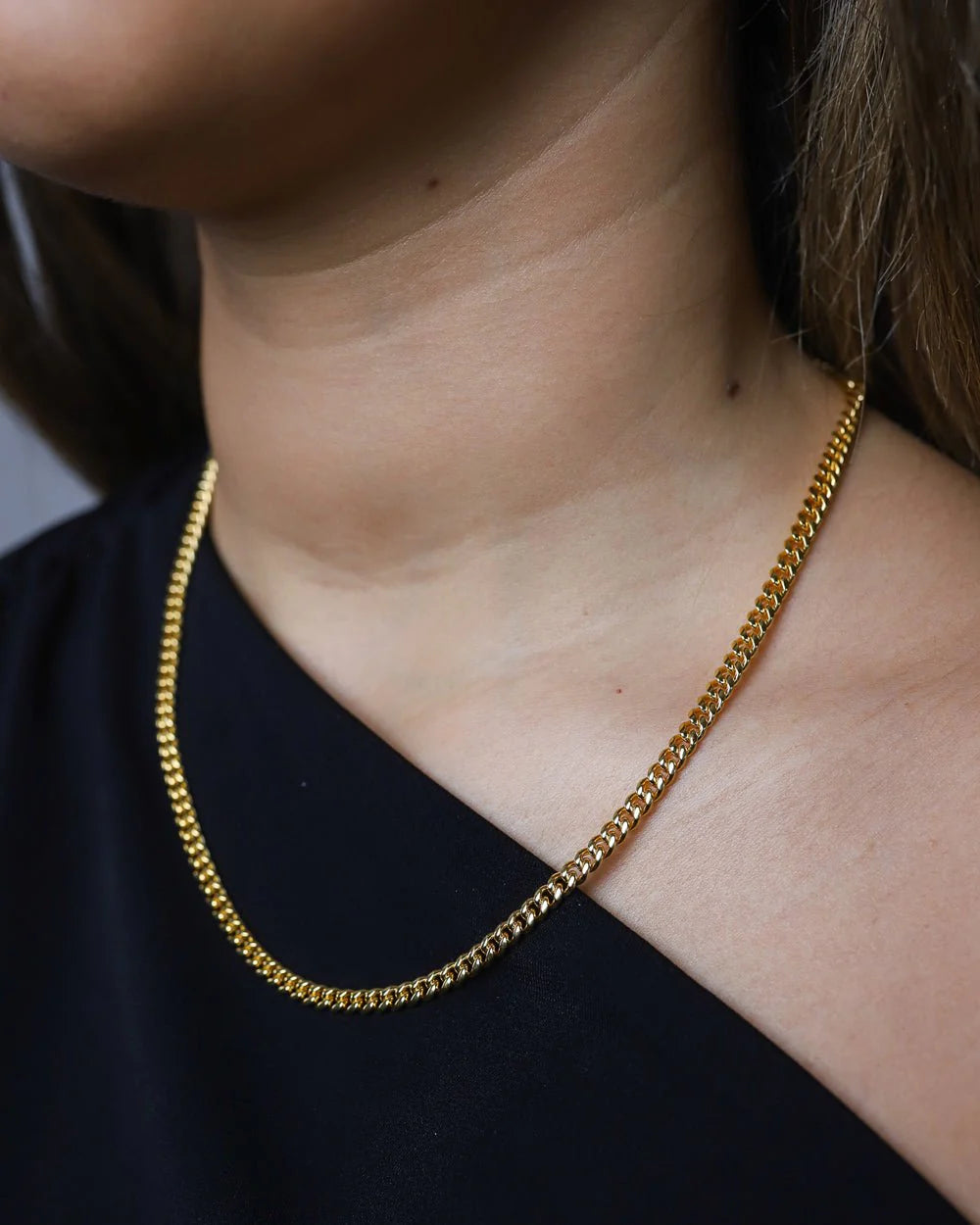 CLEAN CUBANA NECKLACE - 4MM 18K GOLD