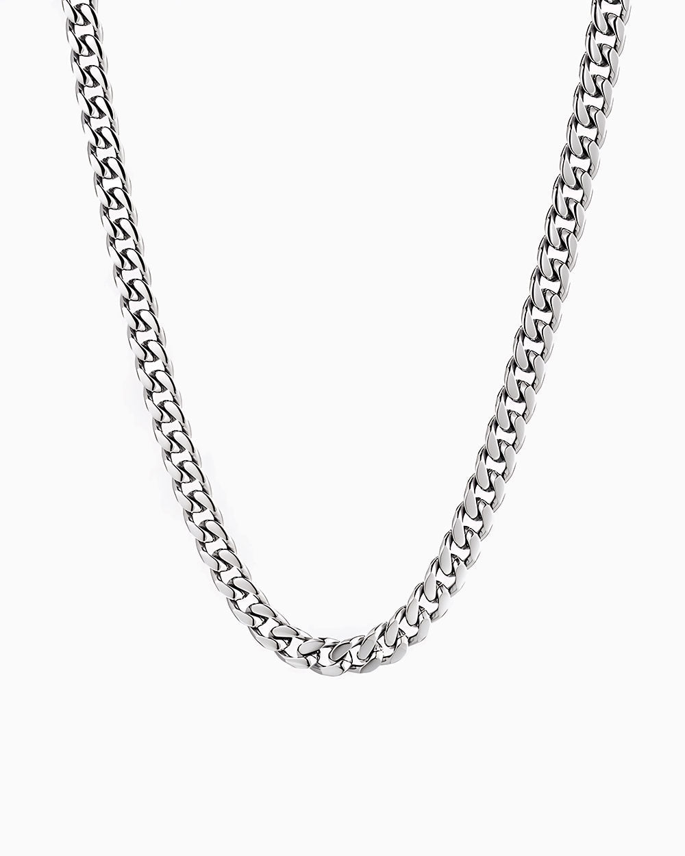 CLEAN CUBANA NECKLACE - 6MM WHITE GOLD
