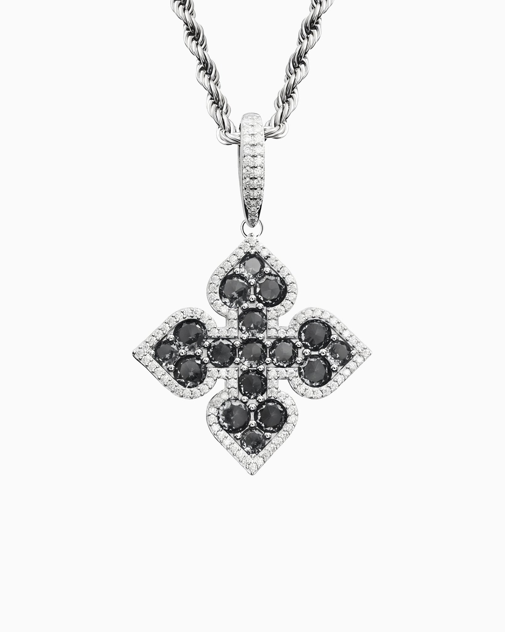 MOISSANITE BLACK CLOVER HANGER - WHITE GOLD