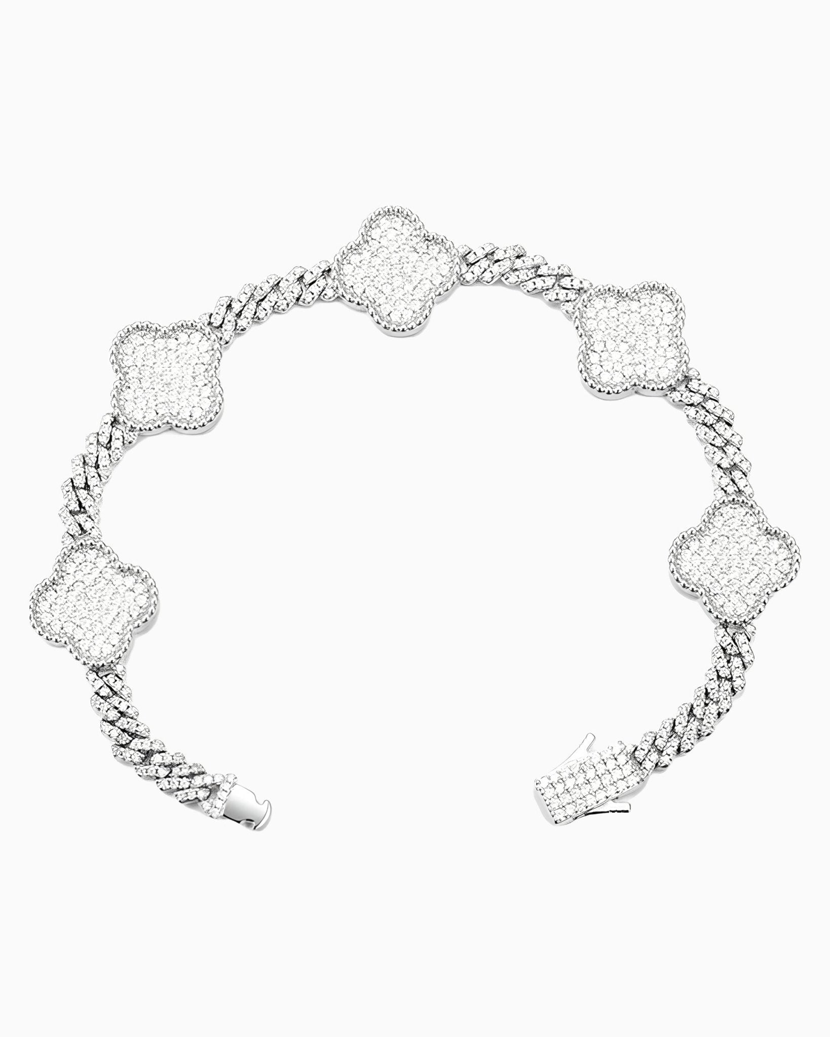 ICED CLOVER BRACELET - WHITE GOLD