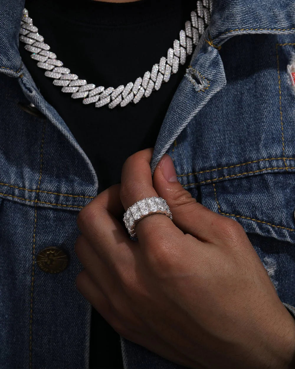 MOISSANITE DOUBLE ETERNITY RING - WHITE GOLD