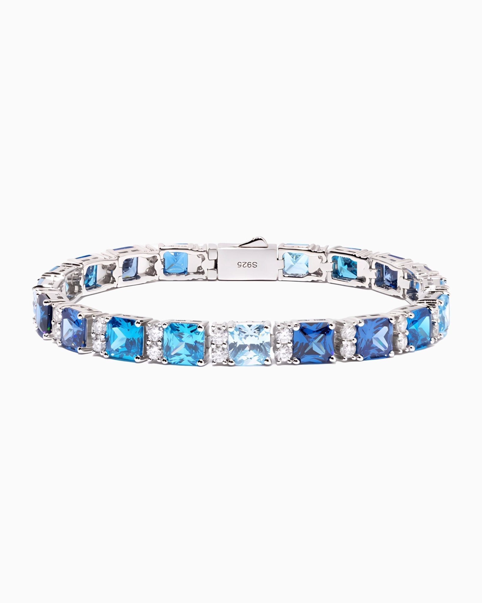 MOISSANITE OCEAN BLUE STONES BRACELET - WHITE GOLD