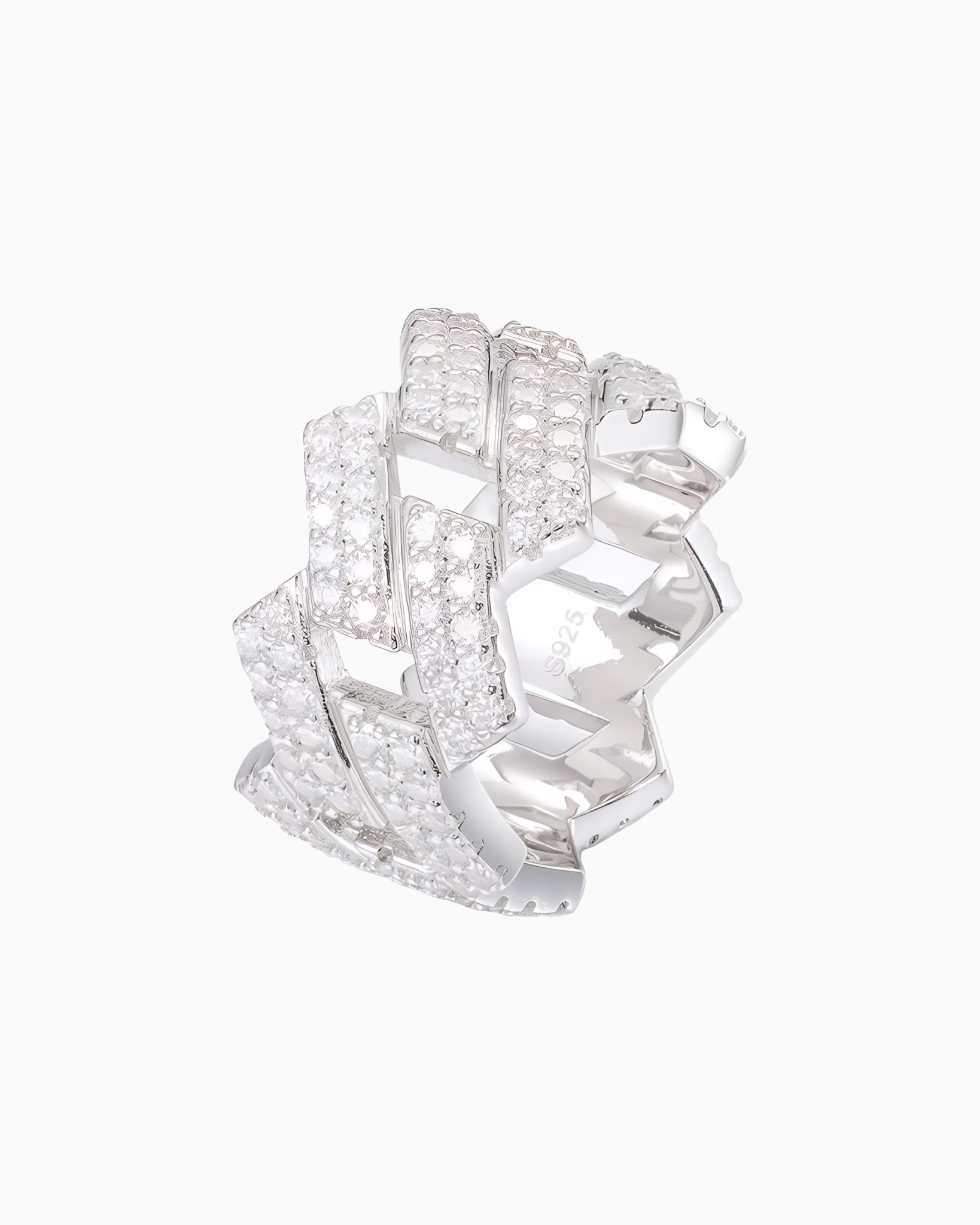 MOISSANITE PRONG CUBAN RING - WHITE GOLD
