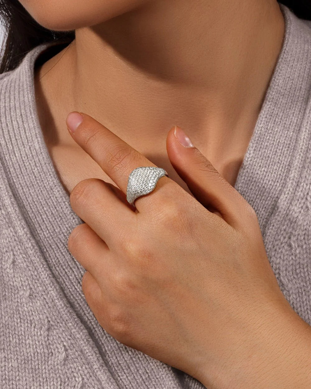 MOISSANITE STATEMENT RING - WHITE GOLD
