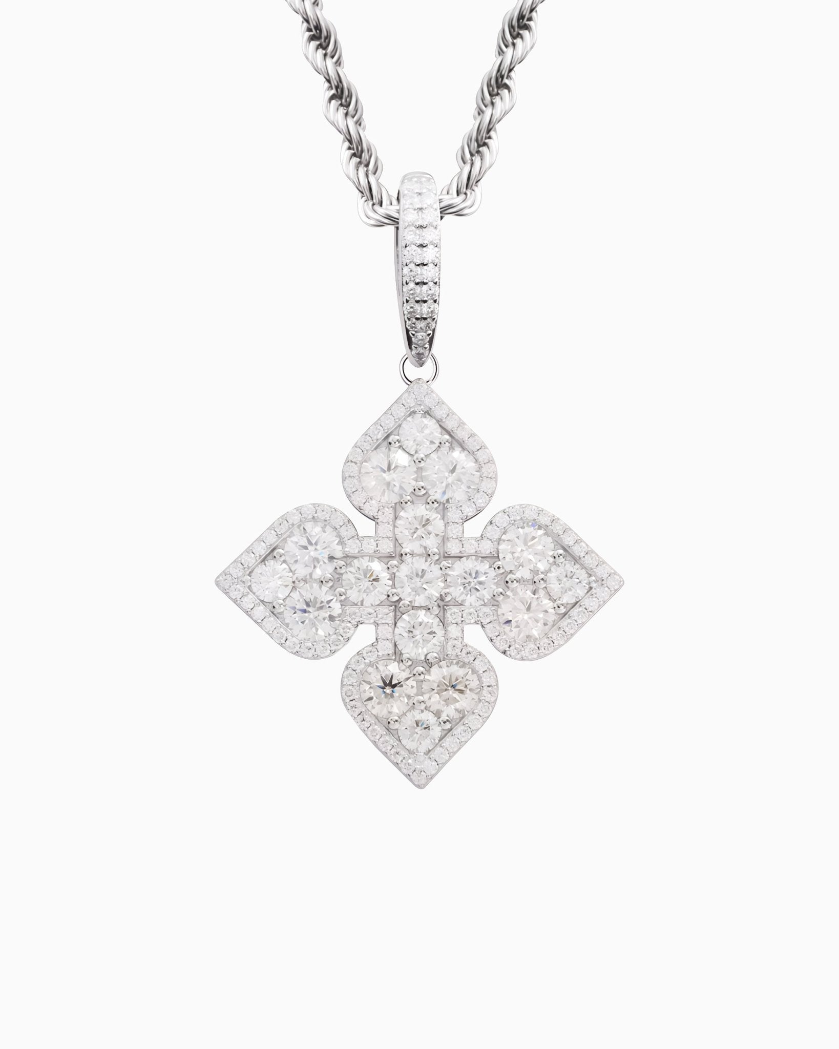 MOISSANITE WHITE CLOVER HANGER - WHITE GOLD