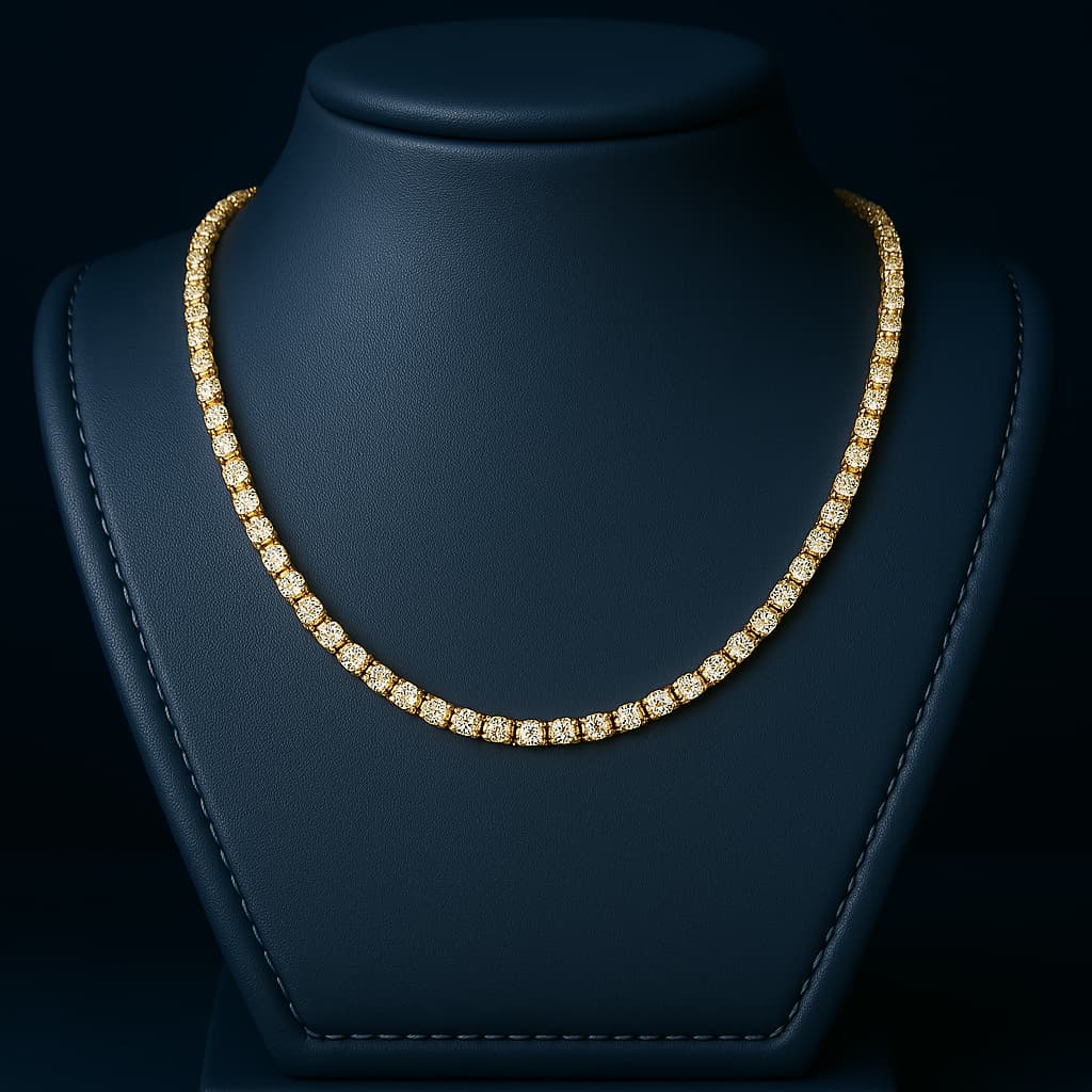 3MM MOISSANITE TENNIS NECKLACE - GOLD - D COLOR - VVS1